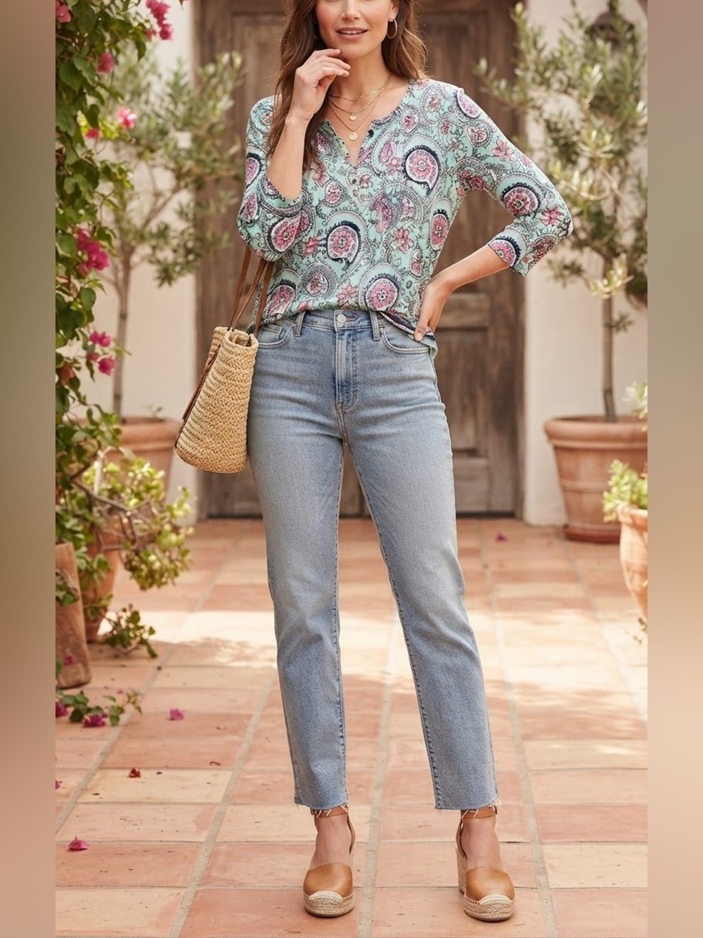 Talbots Deep Blue Sleeveless Blouse - Eyelet Yoke Detail💛
